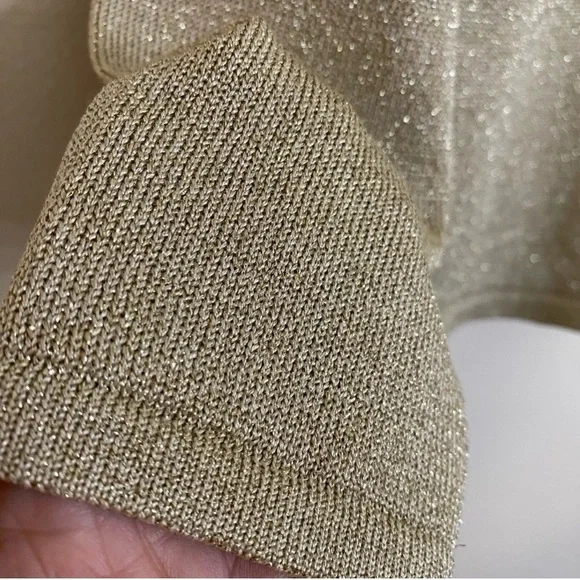 Vintage Talbots Silk blend Metallic Gold Mock-neck Sweater Petite size medium - Picture 4 of 7